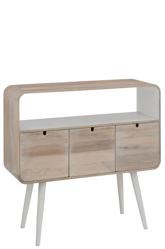 CONSOLE 3 DRAWERS VINTAGE WOOD NATURAL/WHITE 105x35x100CM