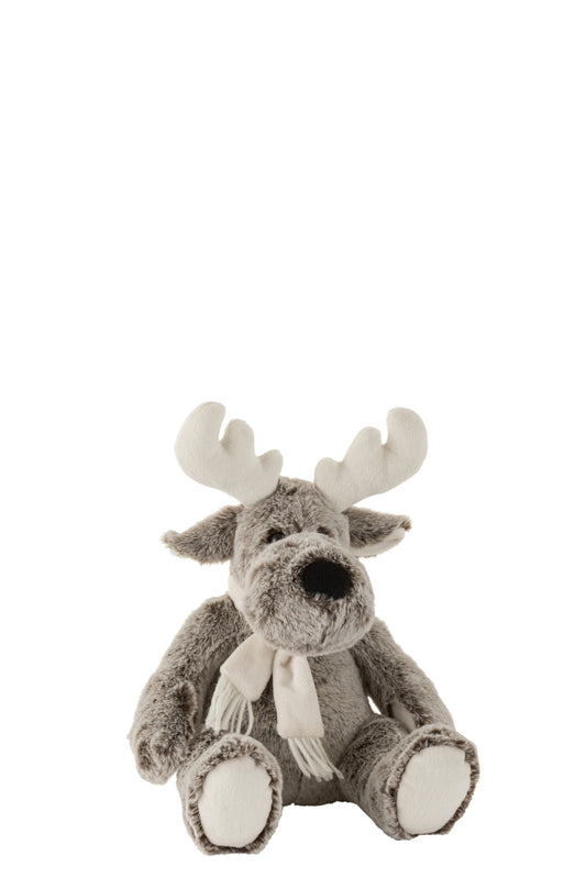 ELK+SCARF PLUSH GREY/WHITE SMALL