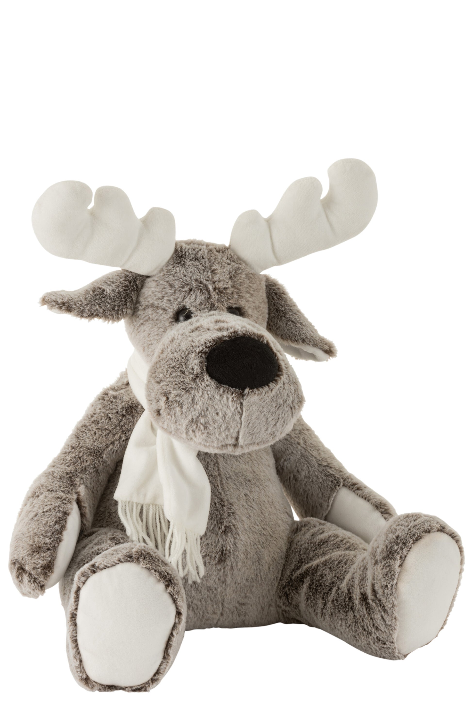 ELK+SCARF PLUSH GREY/WHITE LARGE