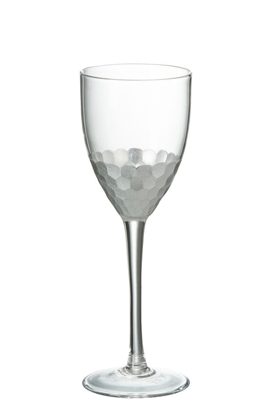 WINE GLASS WHITE GLASS TRANSPARENT/SILVER