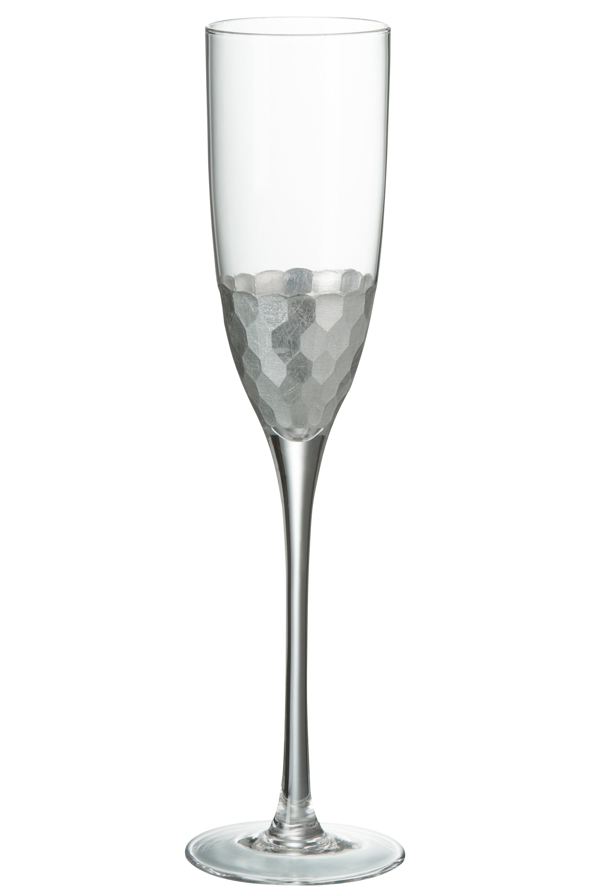 CHAMPAGNE GLASS TRANSPARENT/SILVER 7X7X26CM