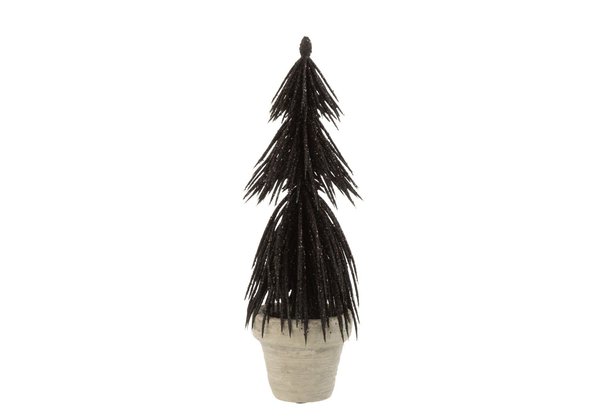 PINE TREE IN POT GLITTER PLASTIC BLACK