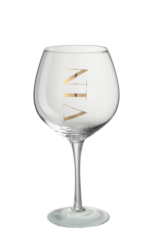 WINE GLASS WHITE GLASS TRANSPARENT/GOLD