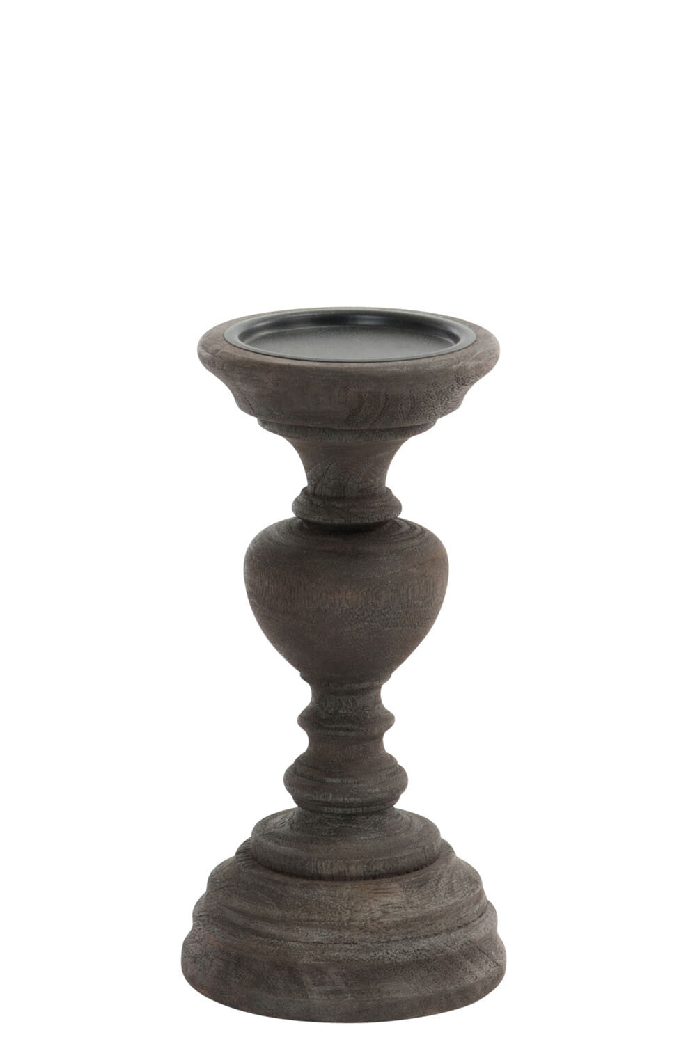 CANDLE HOLDER BAR WOOD DARK BROWN M 11x11x23CM