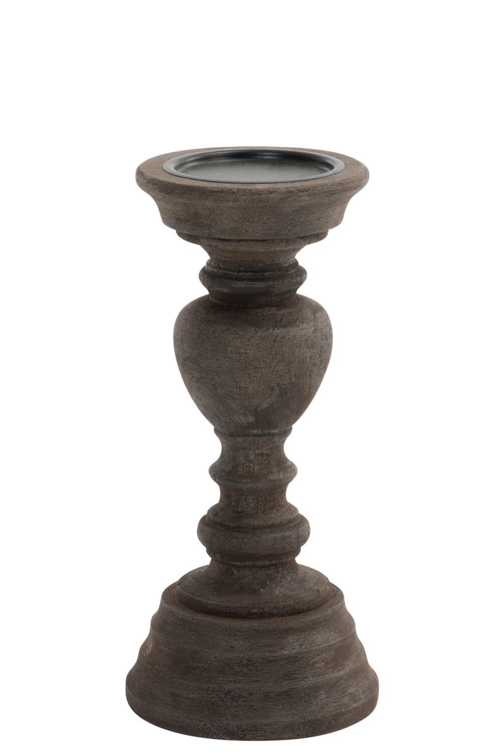 CANDLE HOLDER BAR WOOD DARK BROWN L 13x13x27CM