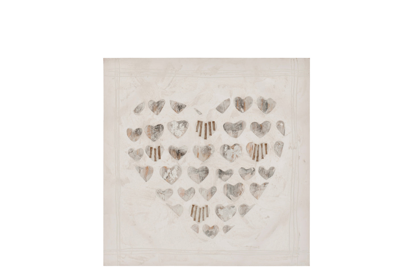 PAINTING HEART CANVAS/WOOD BEIGE/GREY 80X80X3CM