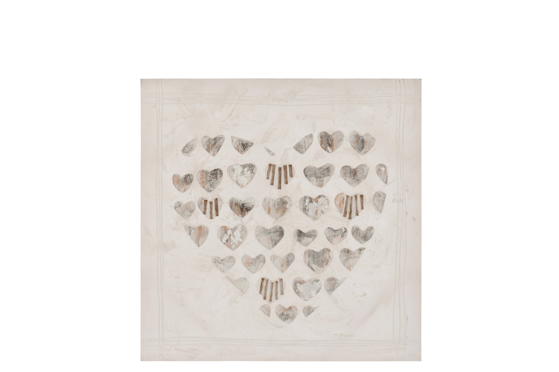 PAINTING HEART CANVAS/WOOD BEIGE/GREY 80X80X3CM