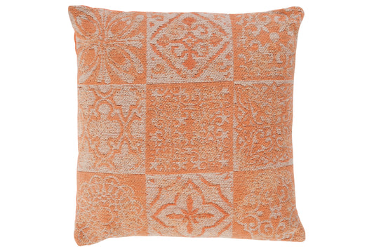 CUSHION CHENILLE COTTON CORAL 45X45CM