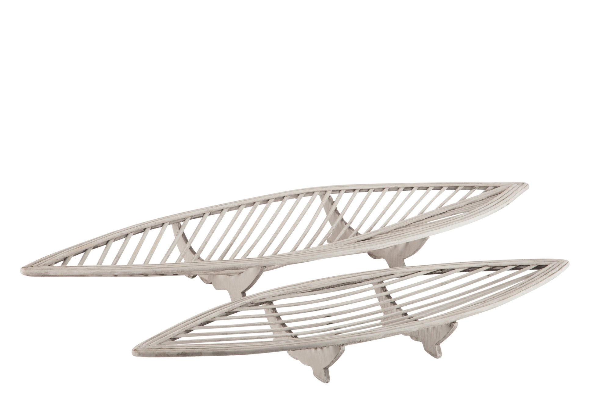 SET OF 2 TRAYS BOATFORM BAMBOO GREY