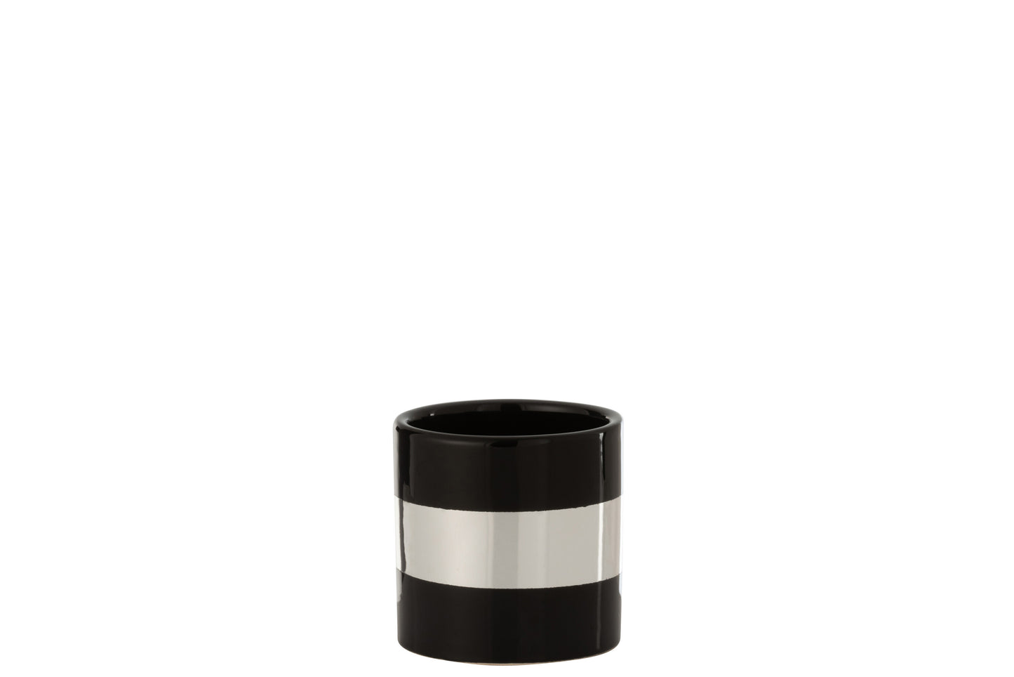 FLOWERPOT STRIPE CERAMIC BLACK/SILVER EXTRA SMALL