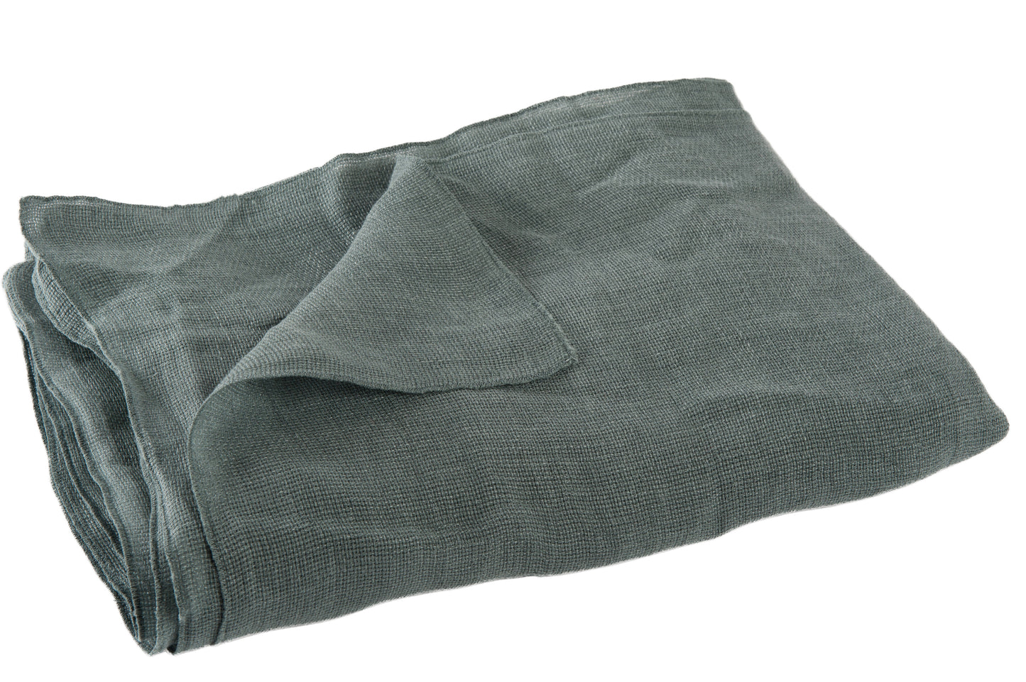 THROW STONEWASHED LINEN DARK GREEN