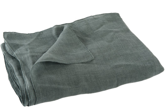 THROW STONEWASHED LINEN DARK GREEN