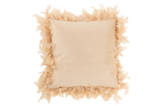 CUSHION FEATHERS POLYESTER PINK/BEIGE