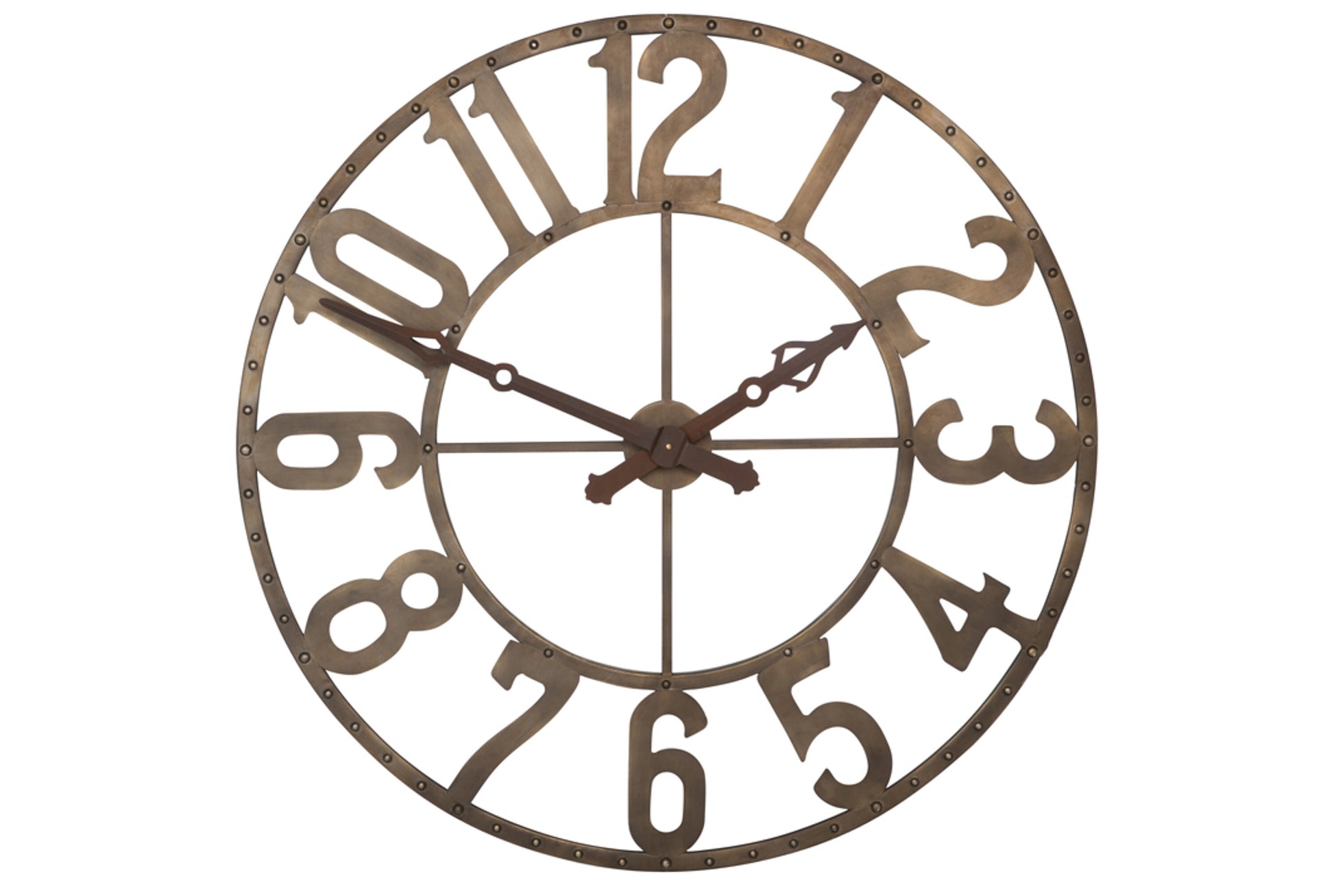 CLOCK ROMAN NUMERALS ROUND WROUGHT IRON BROWN SMALL