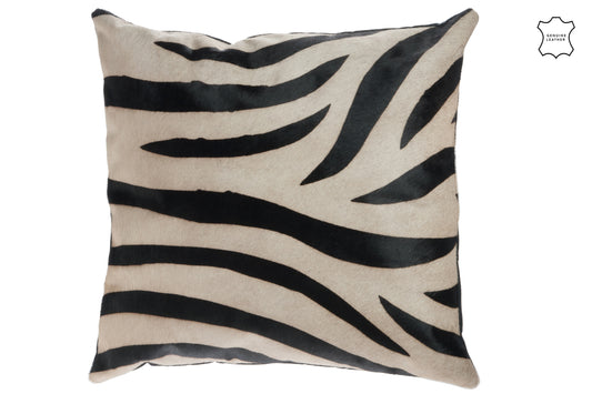 CUSHION ZEBRA LETHER/CANVAS BLACK