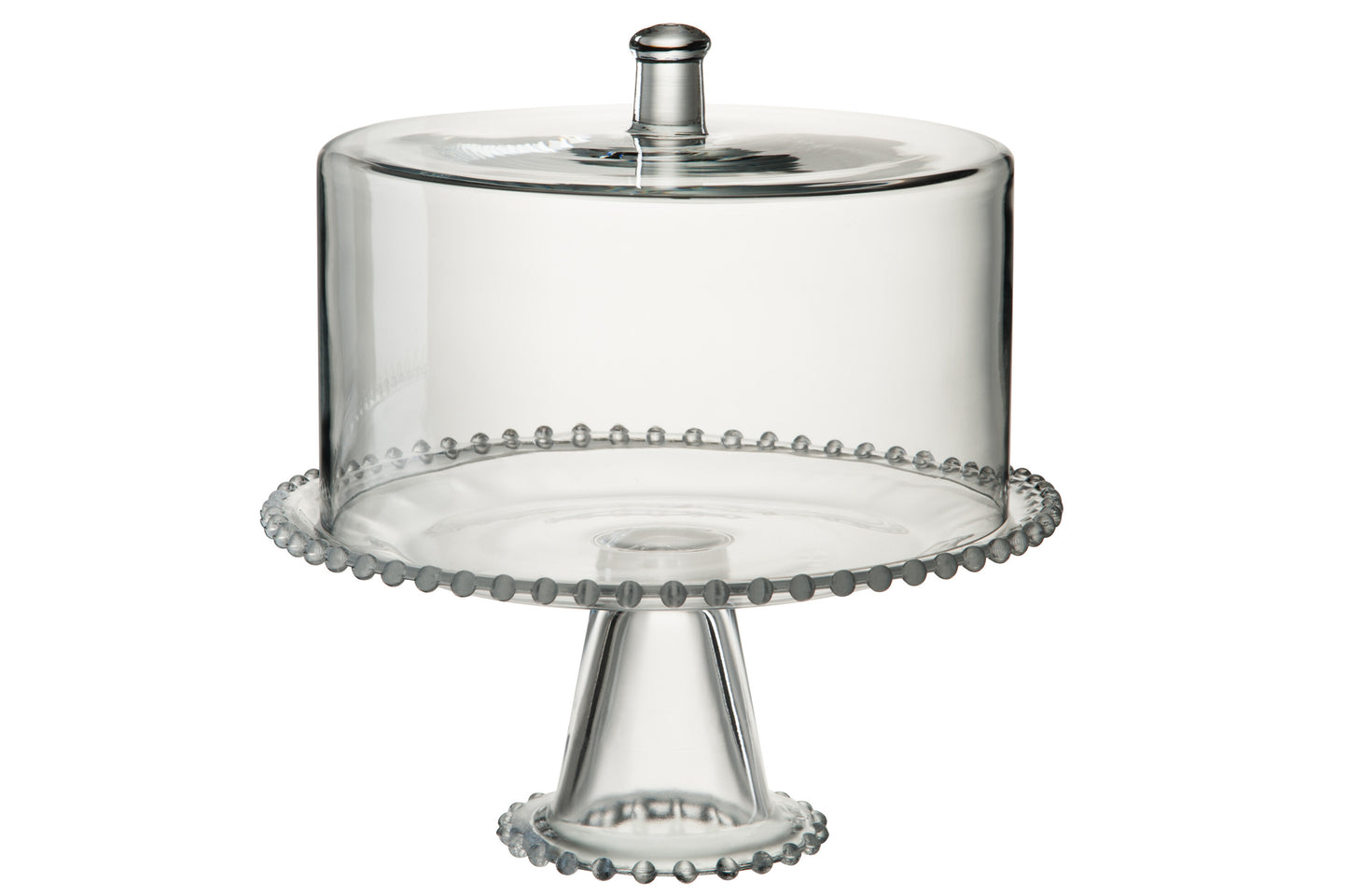 GLASS BELL ON BASE ROUND PEARL RIM PIA GLASS TRANSPARENT