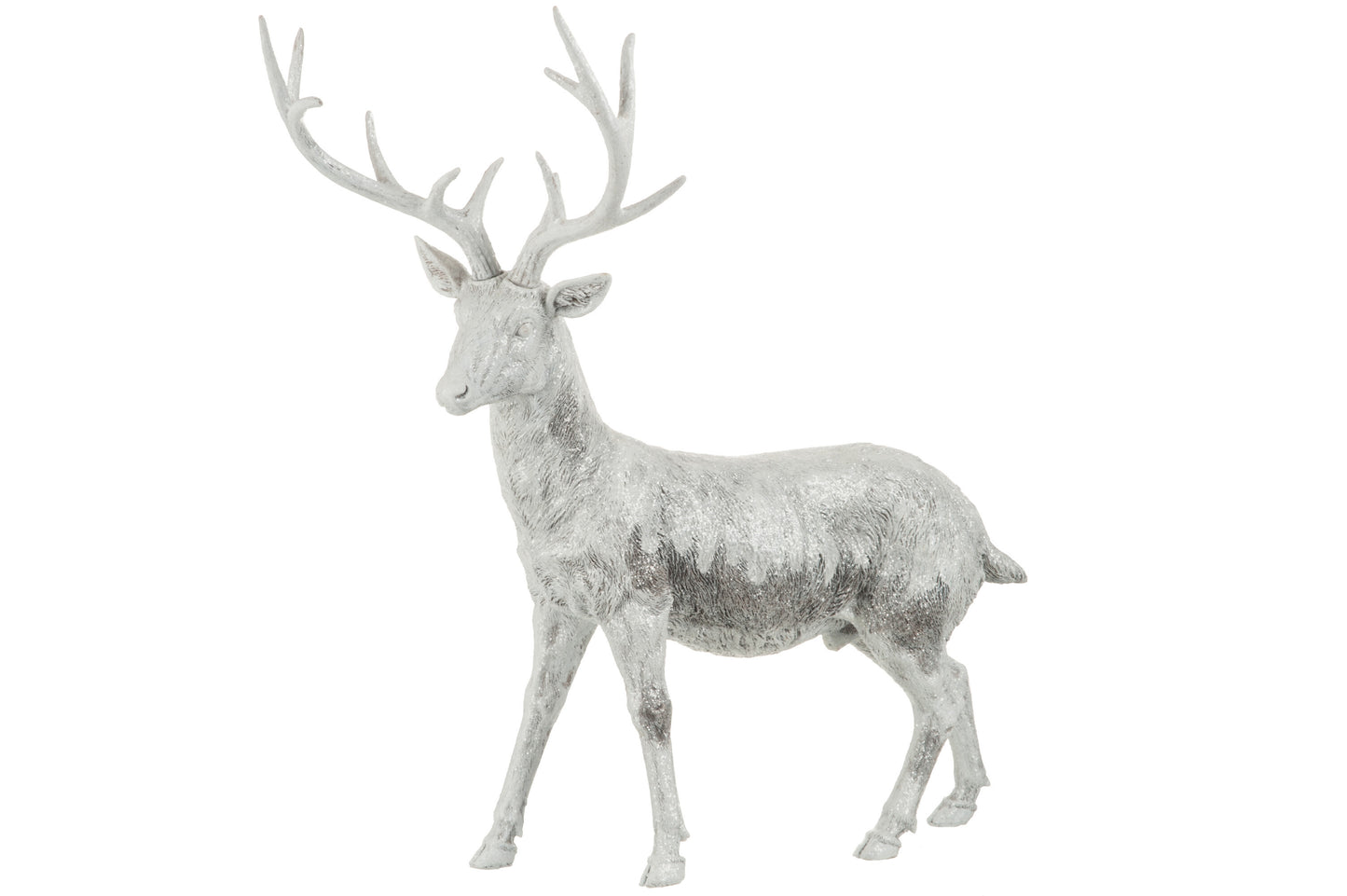 DEER STANDING POLY WHITE/GREY LARGE