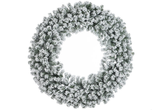 WREATH CHRISTMAS DECO PLASTIC GREEN/WHITE SNOWY EXTRA LARGE