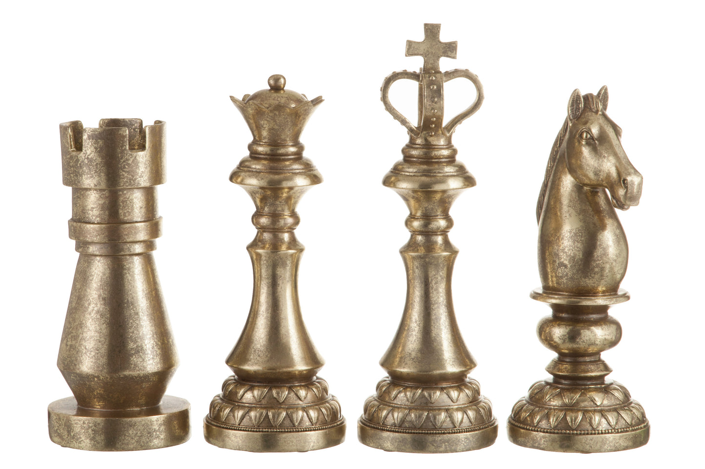 CHESS PIECE POLY ANTIQUE GOLD ASSORTMENT OF 4