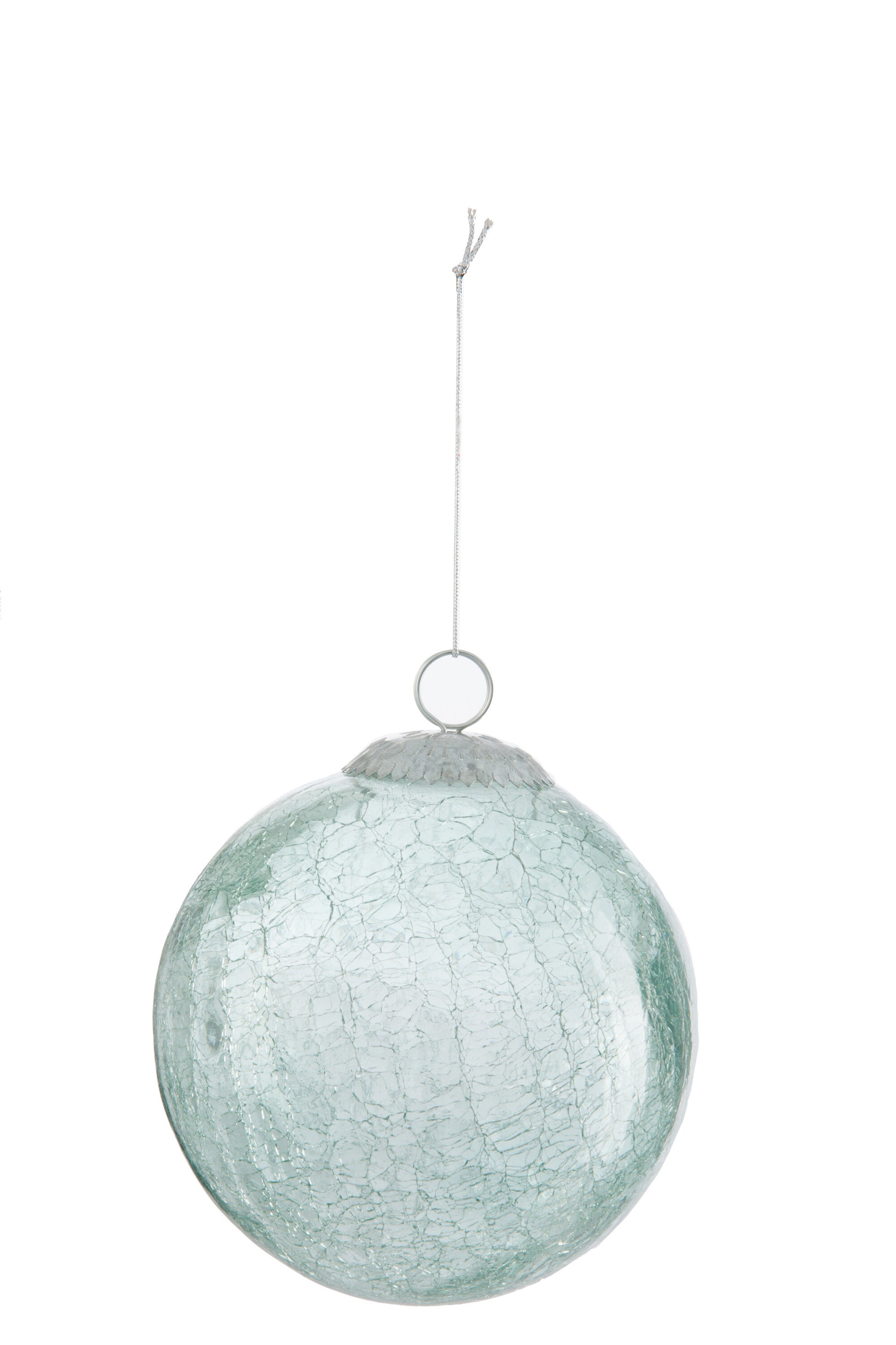 CHRISTMAS BAUBLE GLASS CRACKLE MINT LARGE