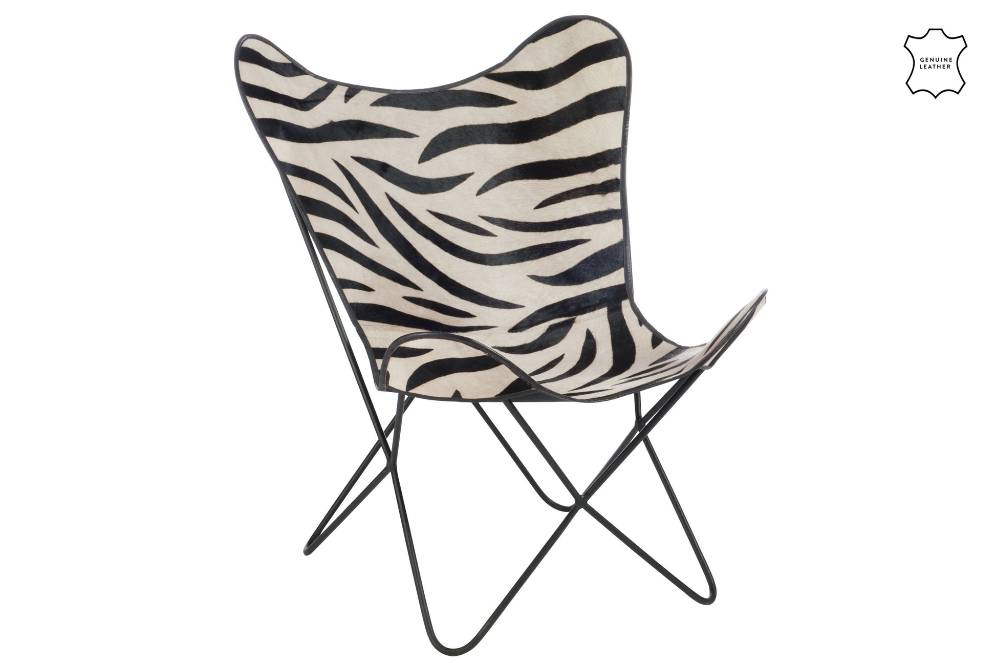 LOUNGE CHAIR LEATHER/METAL ZEBRA