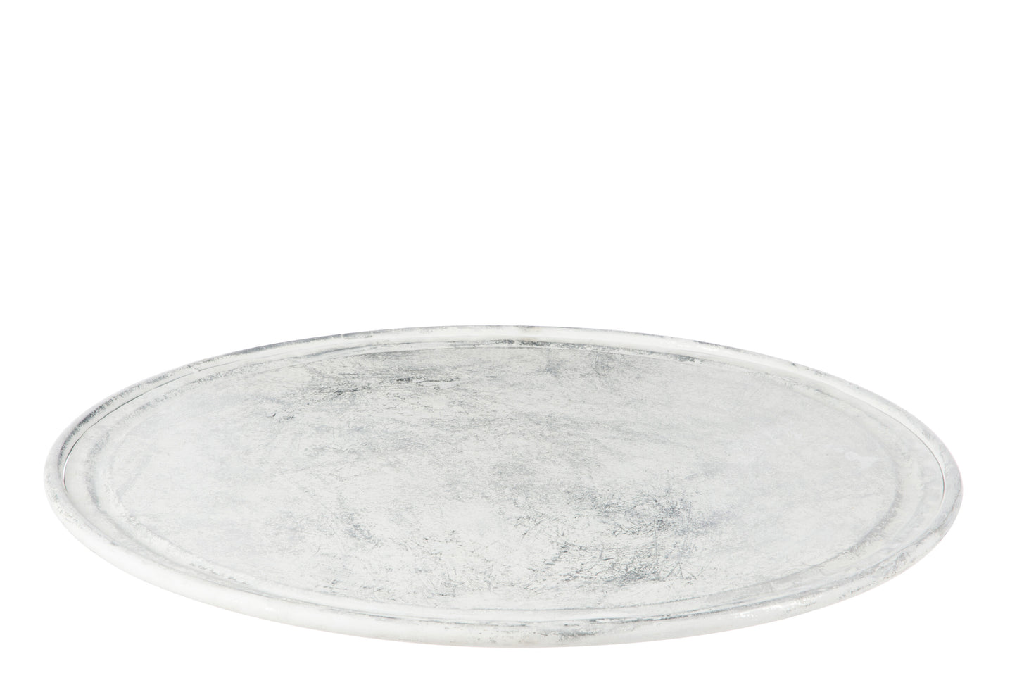 DISH ROUND METAL WHITE/SILVER