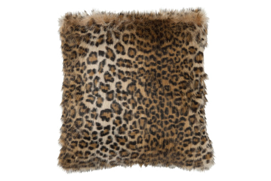 CUSHION FAKE FUR LEOPARD BLACK/BROWN