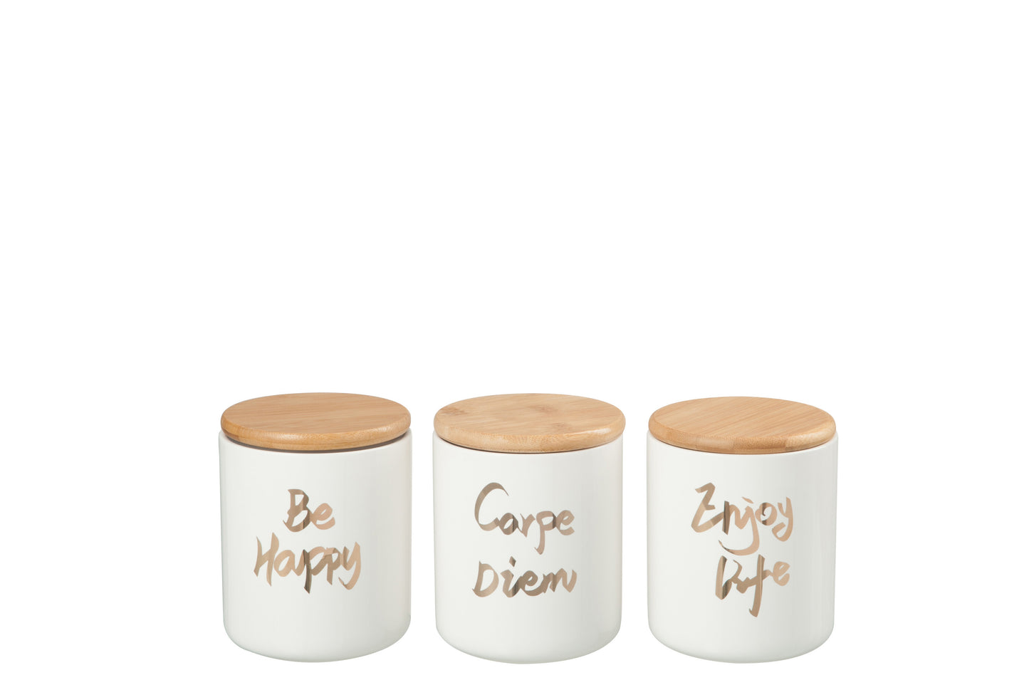 POT ENJOY LIFE/BE HAPPY/CARPE DIEM CERAMIC WHITE/GOLD ASS3