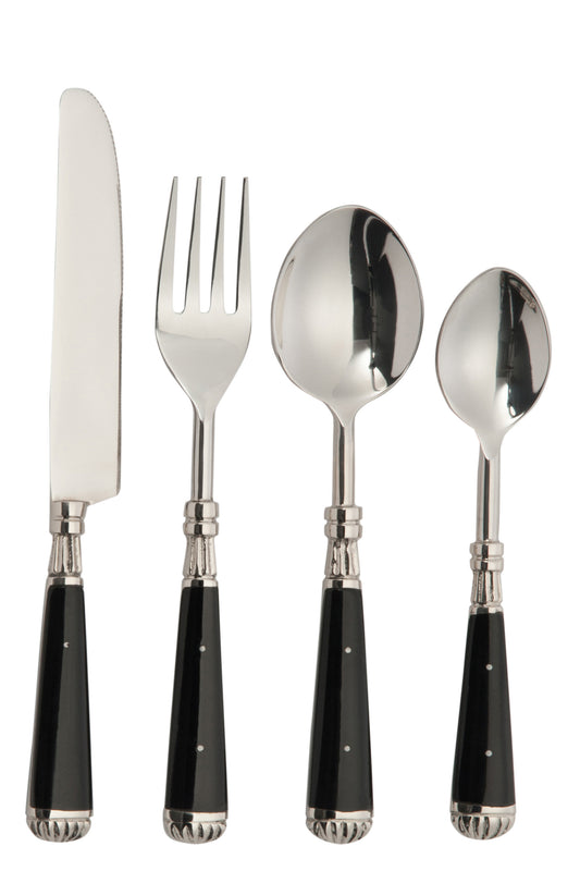 BOX CUTLERY 24 PIECES CLASSIC METAL BLACK/SILVER