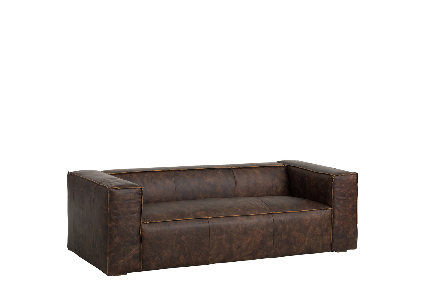 COUCH 3 SEATS MODERN LEATHER DARK BROWN