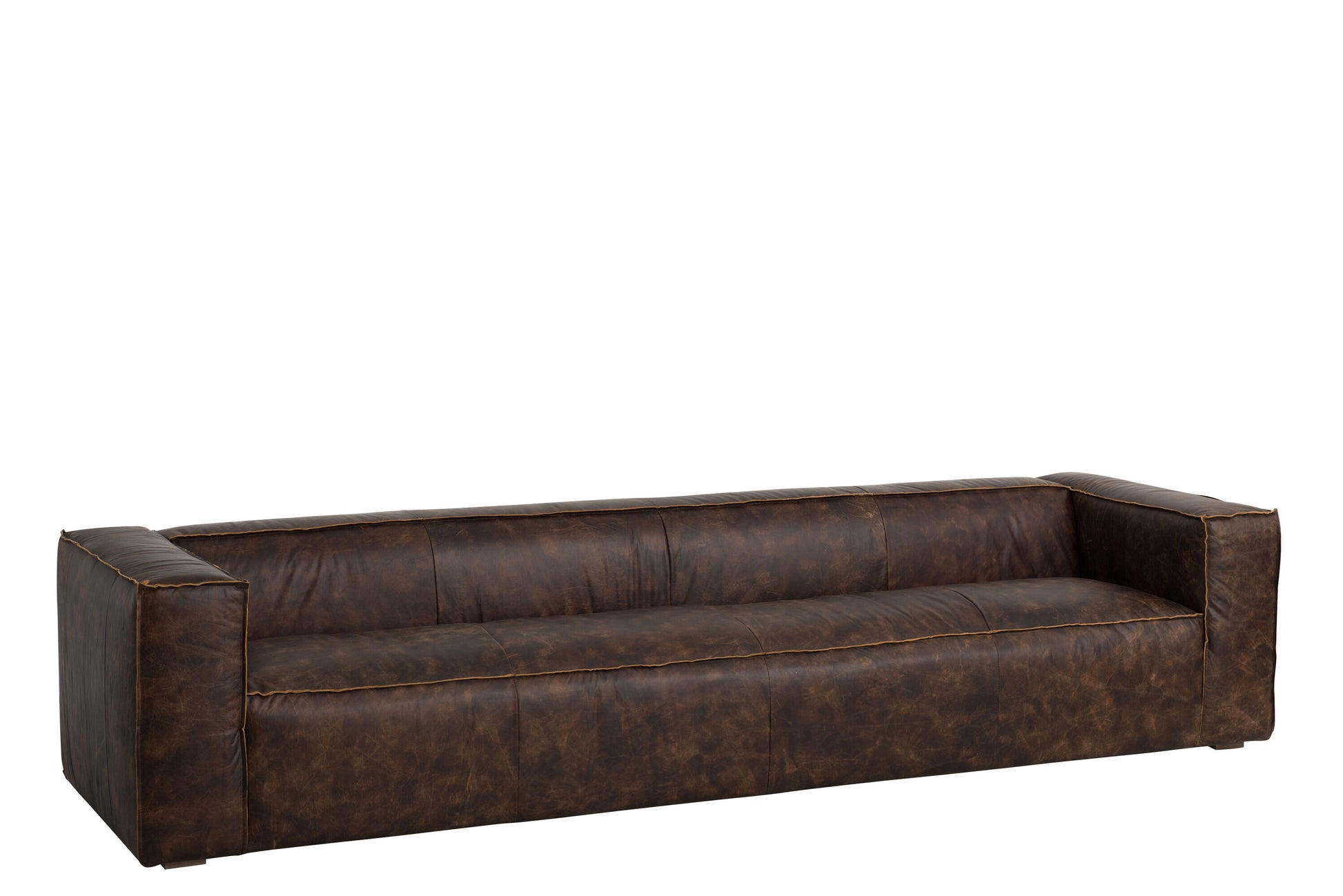 COUCH 5 SEATS MODERN LEATHER DARK BROWN