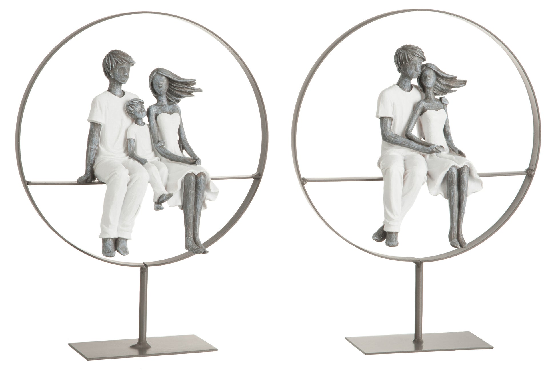 COUPLE IN CIRCLE POLY/METAL WHITEGREY