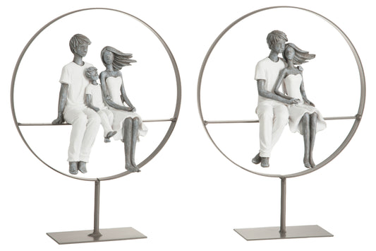 COUPLE IN CIRCLE POLY/METAL WHITEGREY