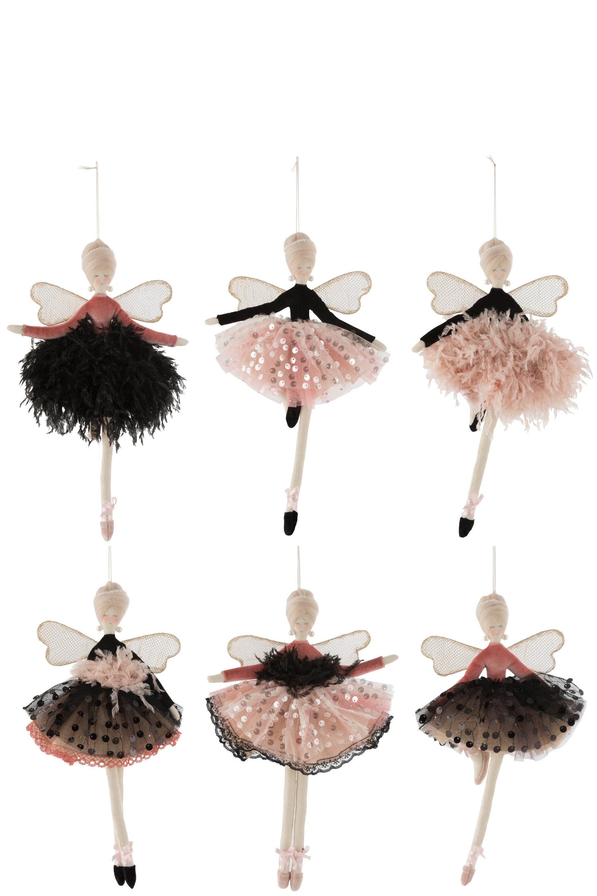 HANGER ANGEL DRESS TEXTILE BLACK/PINK ASSORTMENT OF 6