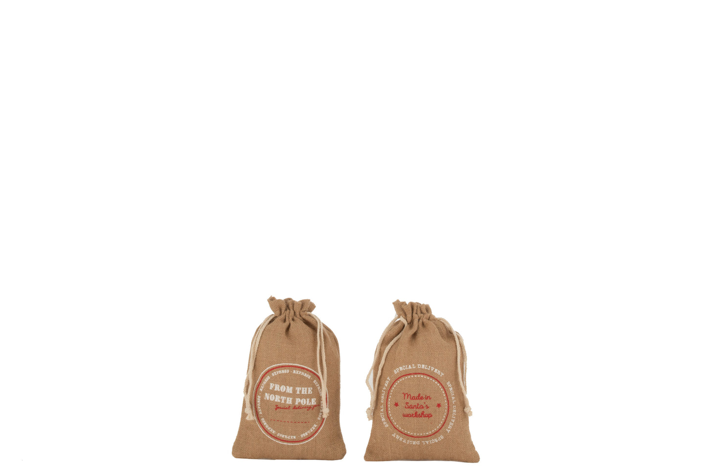 BAG CHRISTMAS ENGLISH JUTE NATURAL SMALL ASSORTMENT OF 2