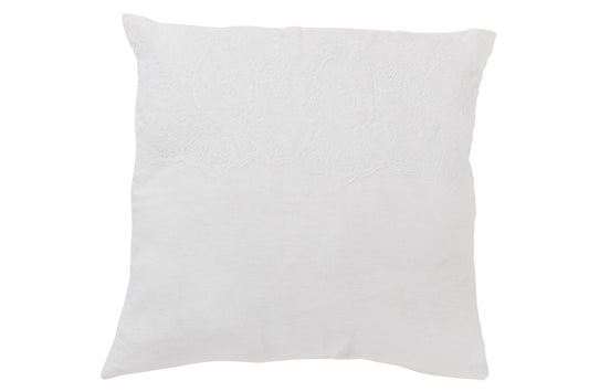 CUSHION LACE LINEN WHITE