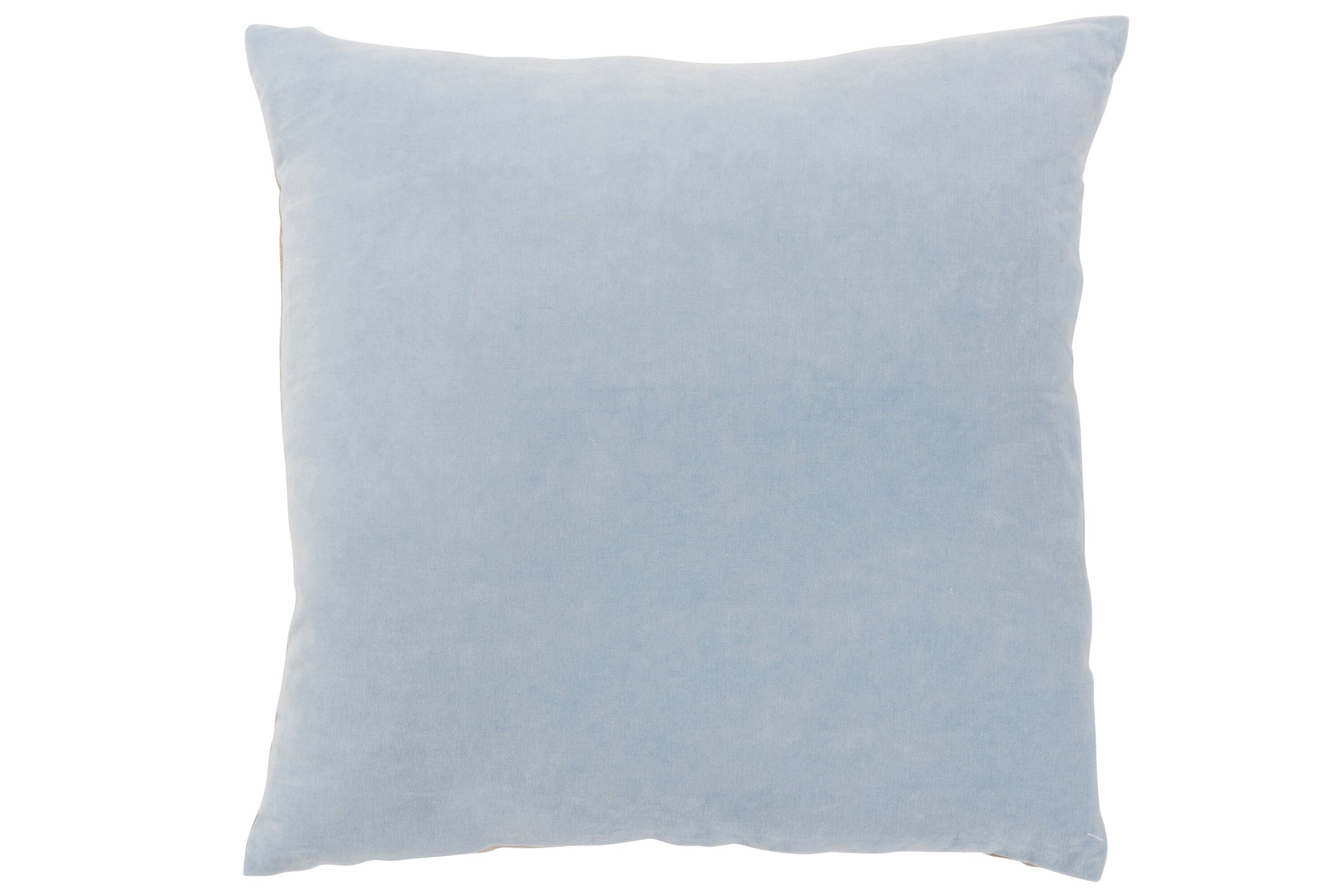 CUSHION VELVET LINEN/COTTON BLUE/BEIGE