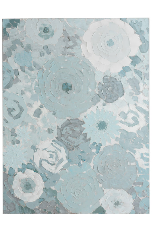 PAINTING FLOWERS ABSTRACT CANVAS/WOOD MINT GREEN MIX