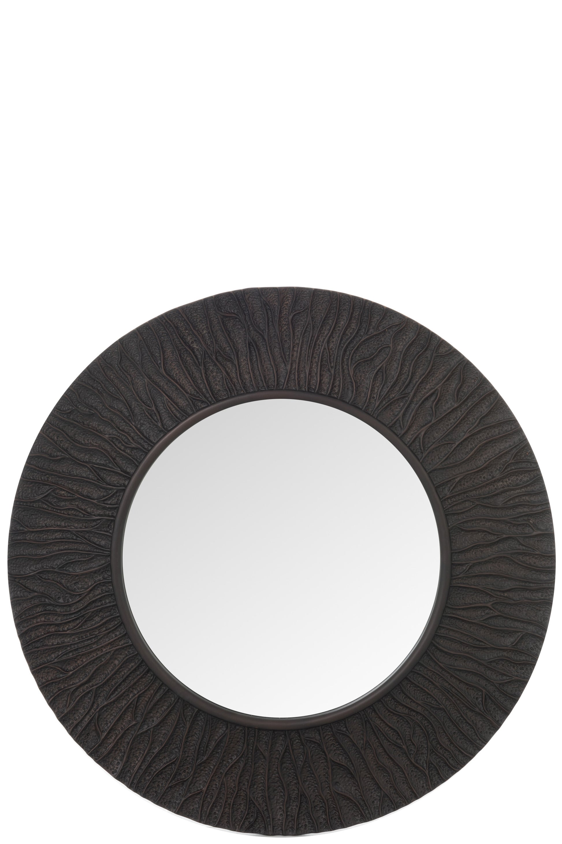 MIRROR RIBBED ROUND PU/GLASS DARK BROWN