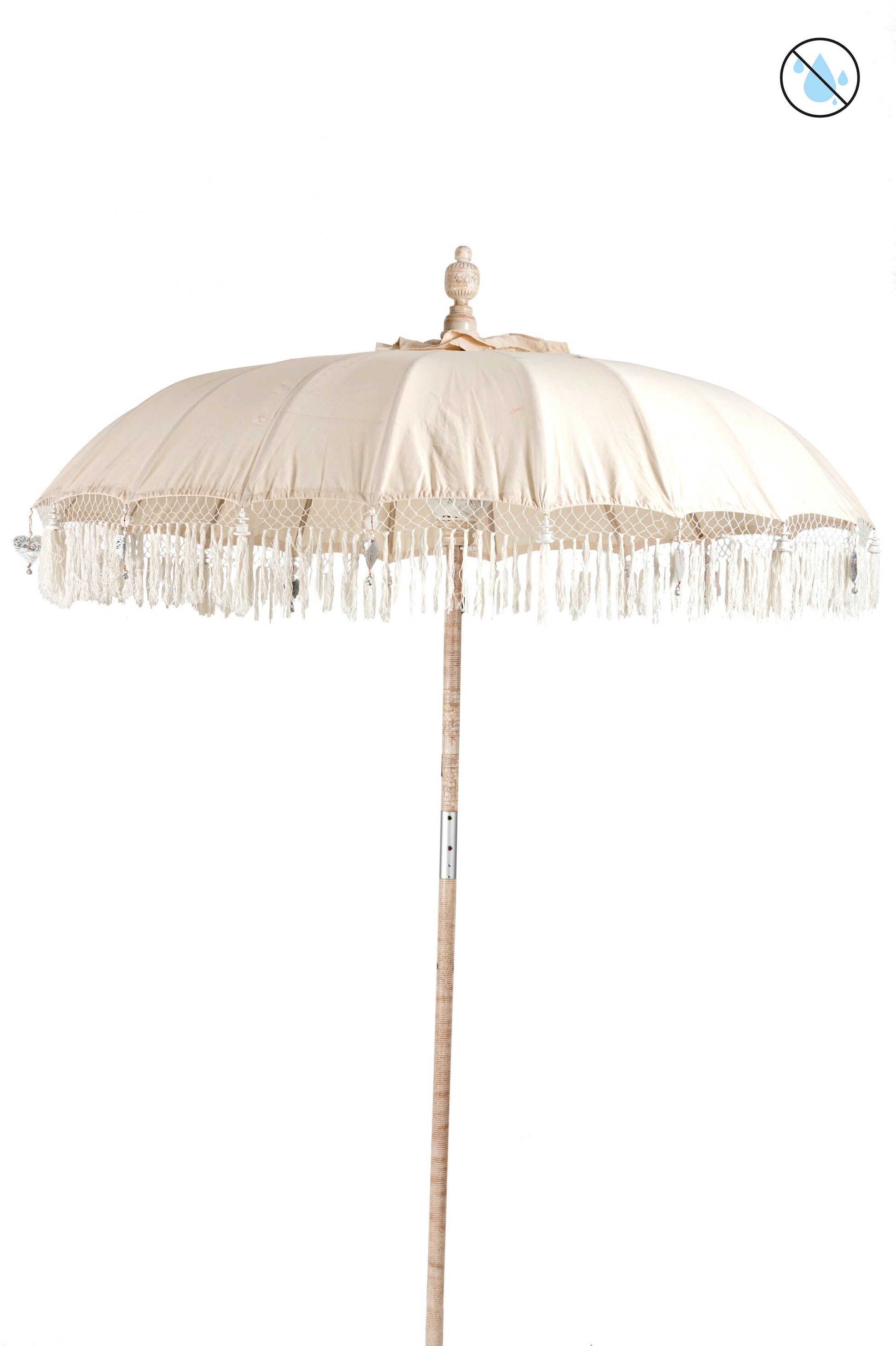 PARASOL+TASSEL COTTON/WOOD CREAM/SILVER LARGE