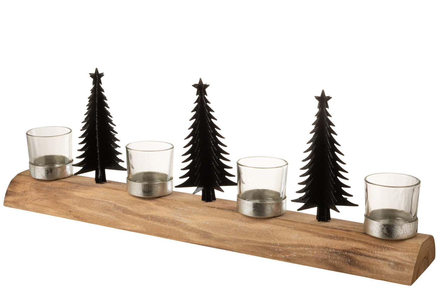 TEALIGHT HOLDER CHRISTMAS WOOD/METAL BLACK