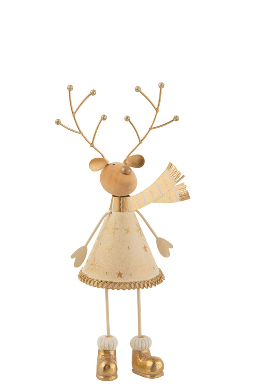 REINDEER CHRISTMAS METAL BEIGE/GOLD LARGE