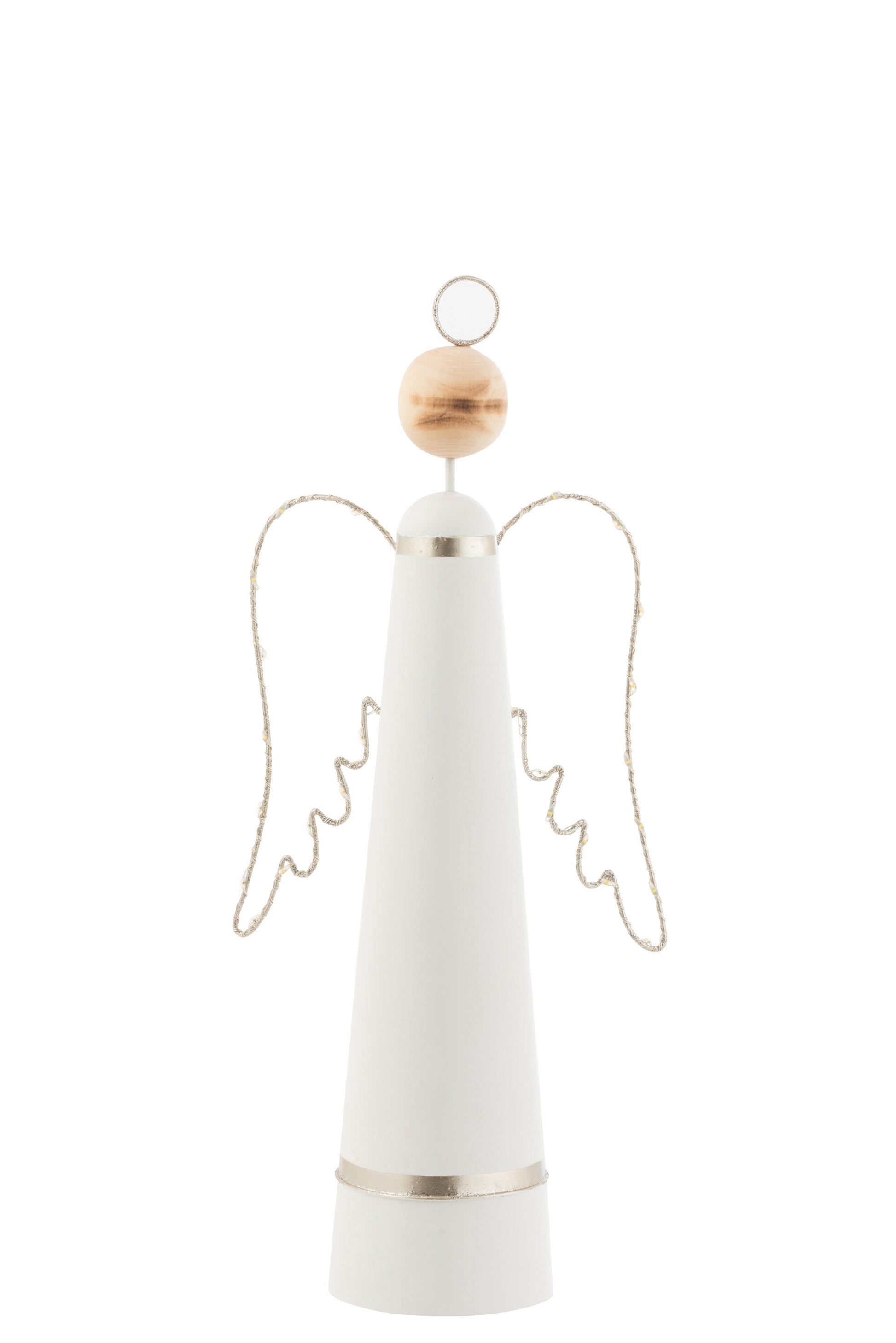 ANGEL+LED METAL WHITE/GLITTER SILVER LARGE