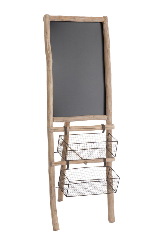 CHALKBOARD+2BASKETS WOOD/METAL NATURAL