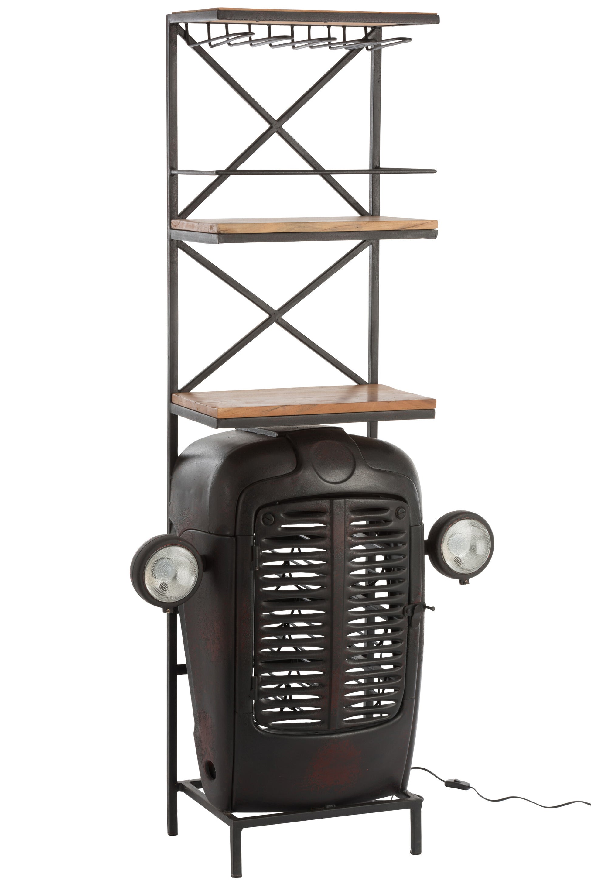 BAR TRACTOR FRONT METAL/WOOD BLACK/NATURAL