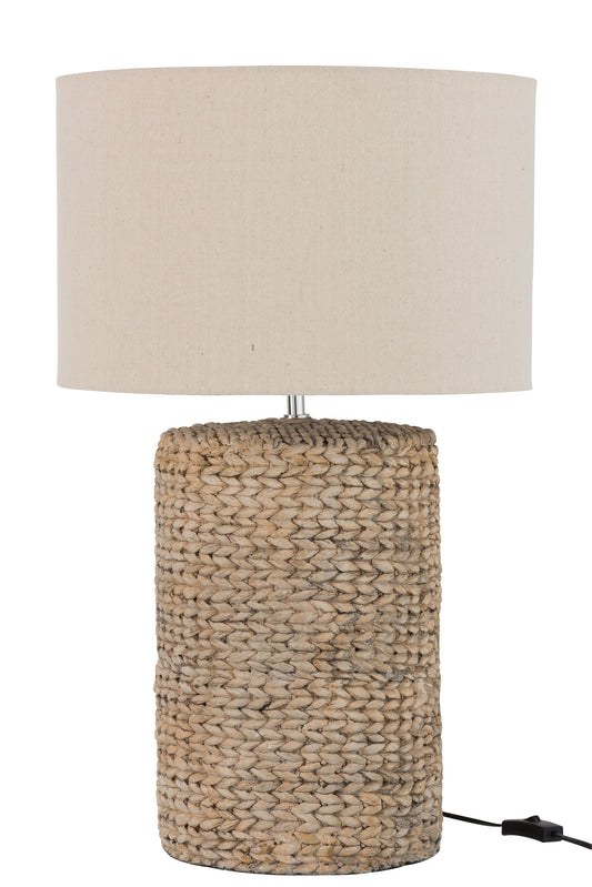 LAMP FOOT+SHADE THICK BRAID CONCRETE/COTTON NATURAL L