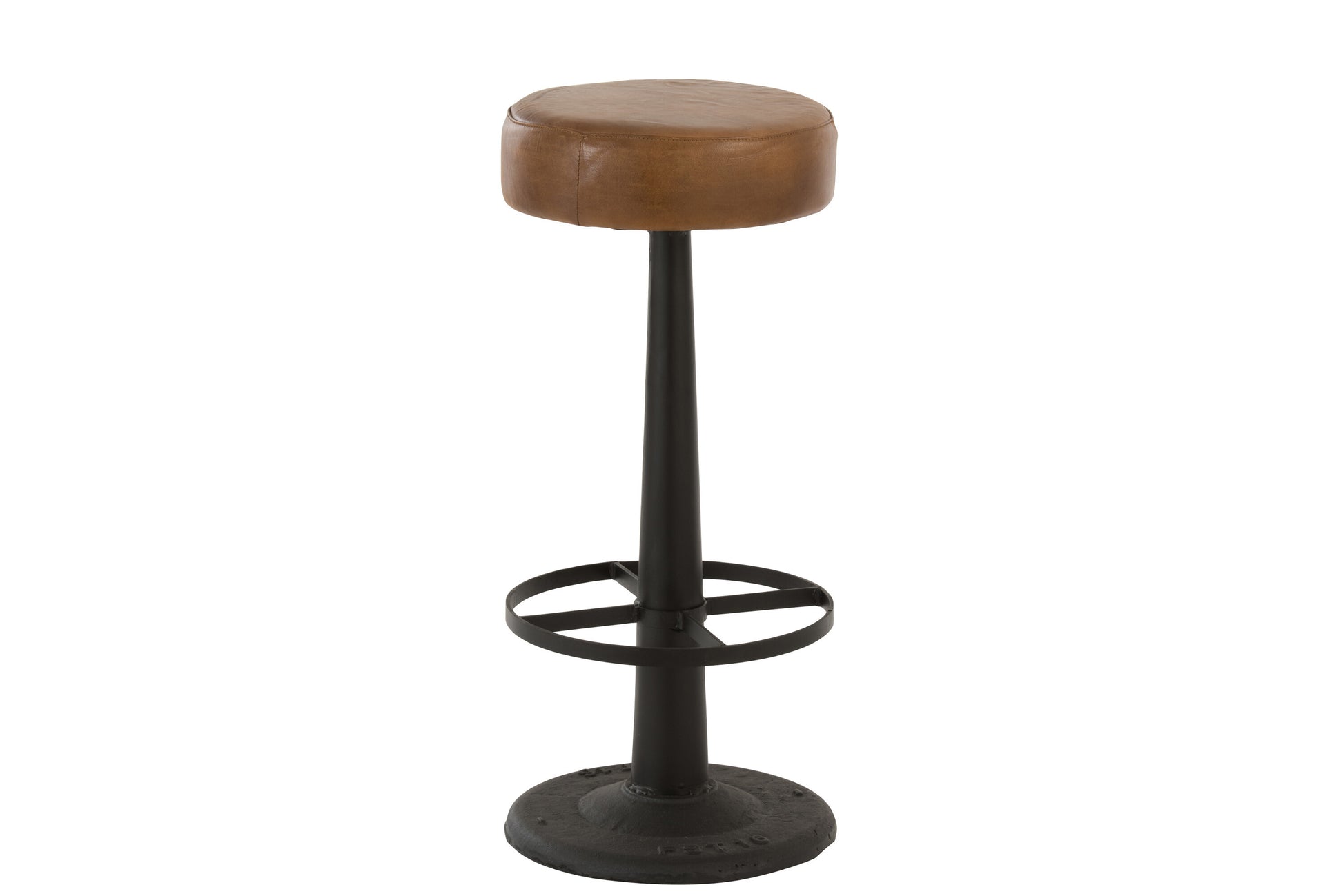 BARSTOOL LEATHER/METAL CAMEL/BLACK