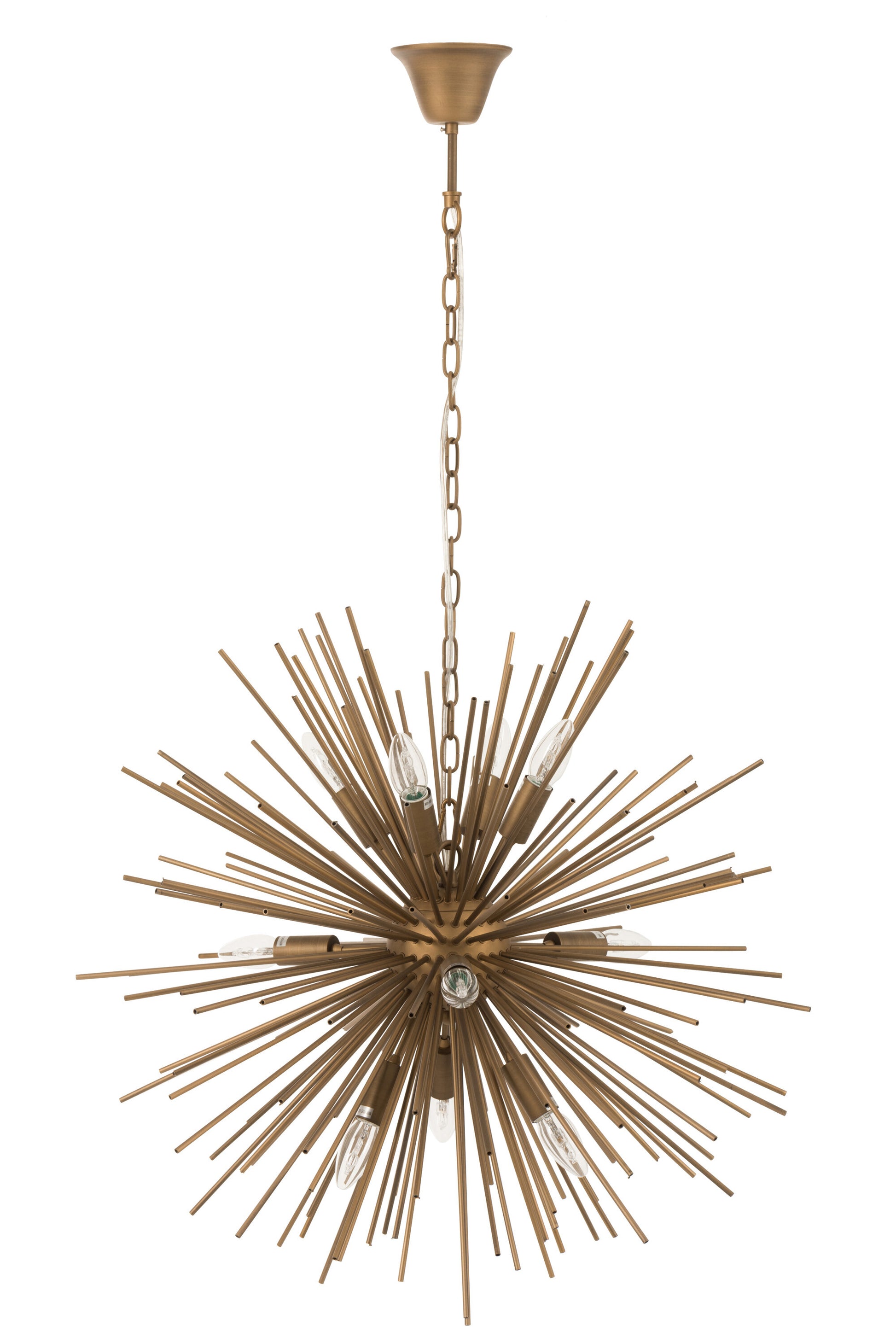 CHANDELIER BALL RAYS STEEL GOLD