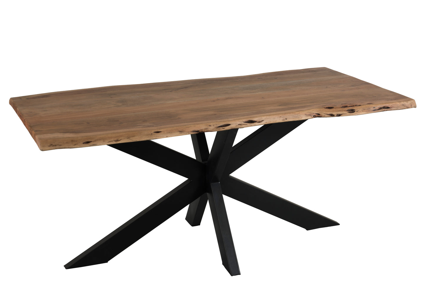 DINING TABLE IRREGULAR TABLETOP STAR TABLE LEG METAL/WOOD BLACK/NATURAL