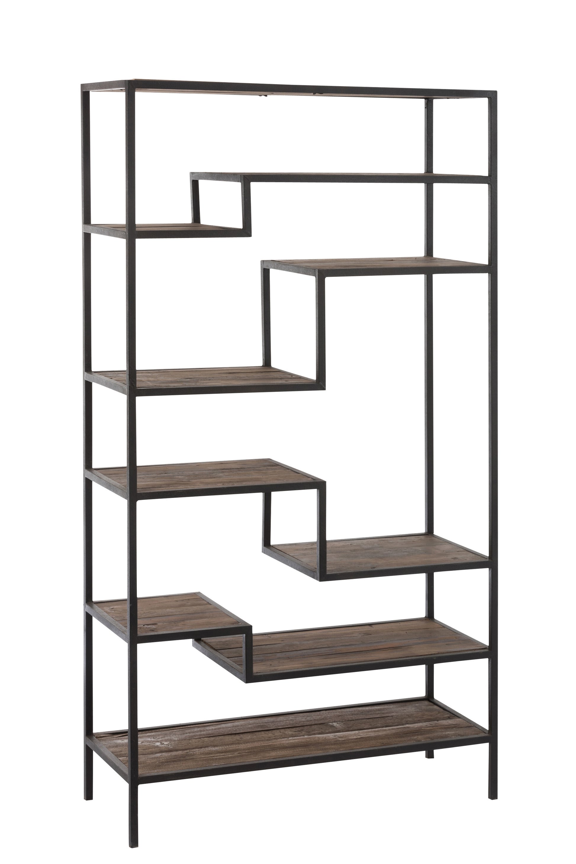 RACK 6 SHELVES METAL/WOOD BROWN/BLACK